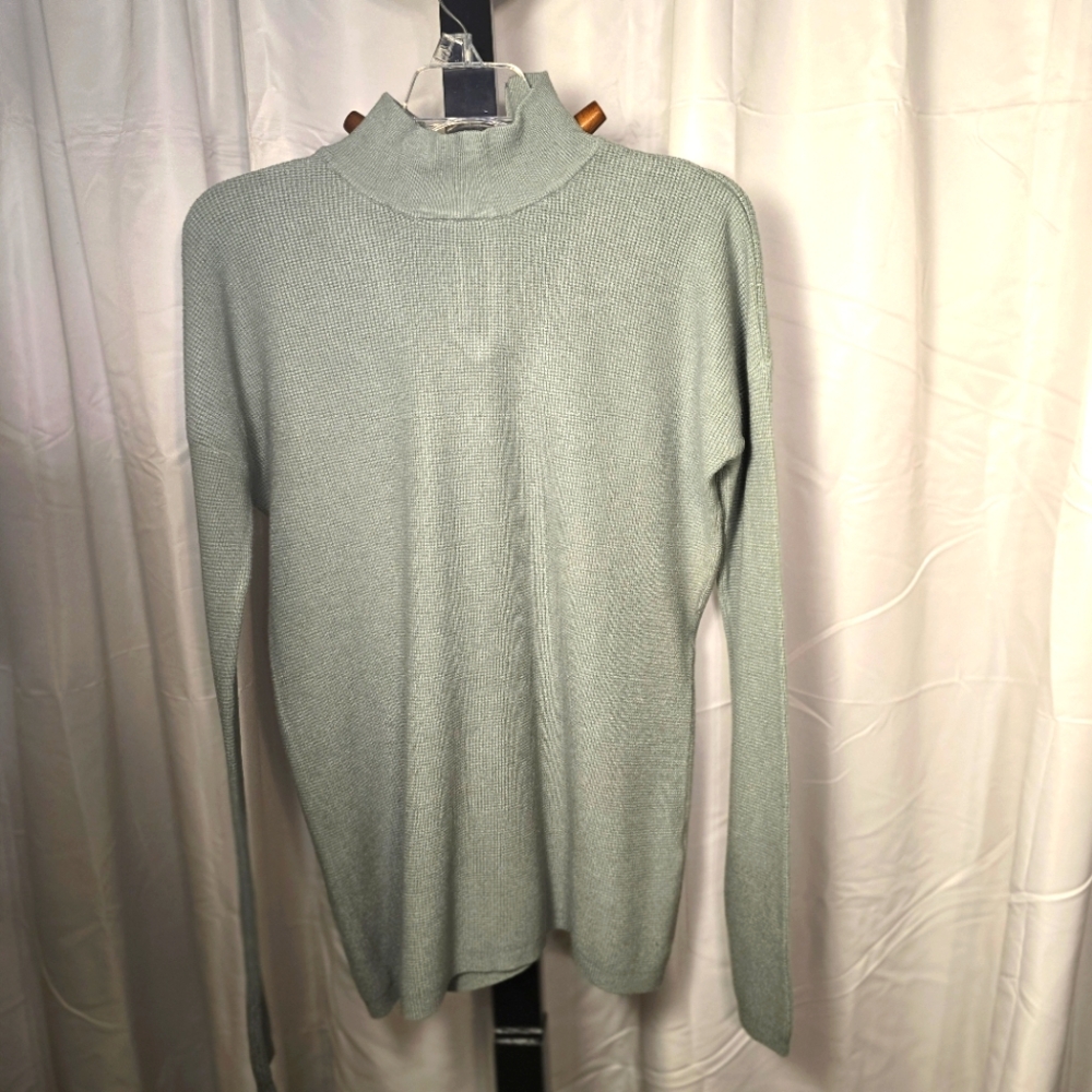 Women's Light Blue Green Turtleneck Sweater